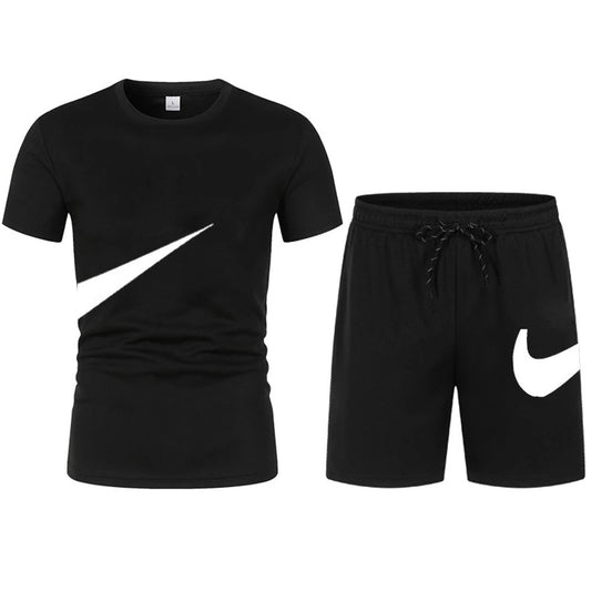 2022 New Men T-shirt and Shorts Two Piece Set Breathable Sportswear Brand Run Fitness Basketball Clothes