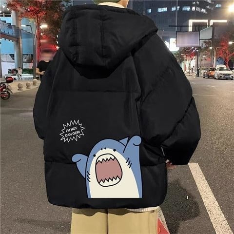 2022 Techwear Winter Jacket Men Parkas Women Anime Print Japanese Manga Harajuku Winter Warm Jacket Padded Hooded Couplewear
