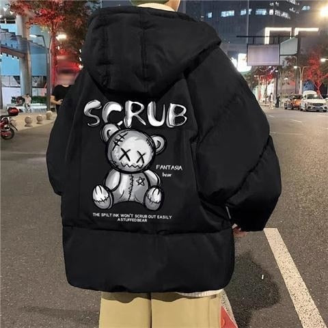 2022 Techwear Winter Jacket Men Parkas Women Anime Print Japanese Manga Harajuku Winter Warm Jacket Padded Hooded Couplewear