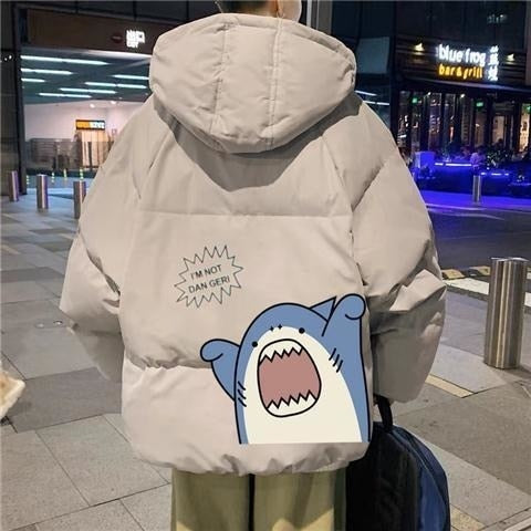2022 Techwear Winter Jacket Men Parkas Women Anime Print Japanese Manga Harajuku Winter Warm Jacket Padded Hooded Couplewear