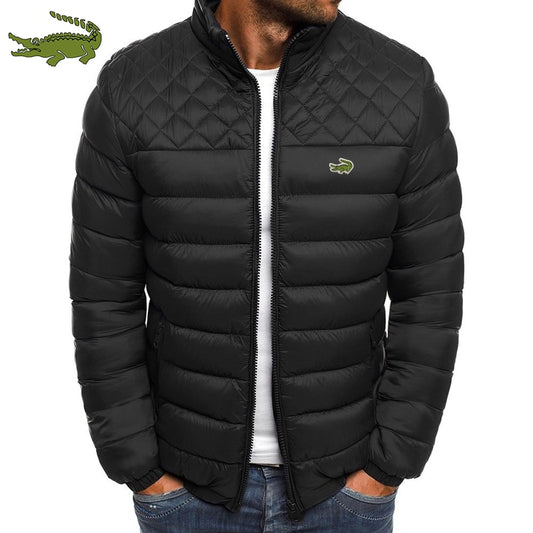 CARTELO Crocodile cotton jacket Men's warm windproof cotton jacket fashion casual hooded thickened printed cotton jacket