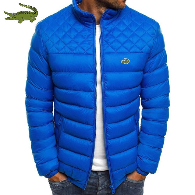 CARTELO Crocodile cotton jacket Men's warm windproof cotton jacket fashion casual hooded thickened printed cotton jacket