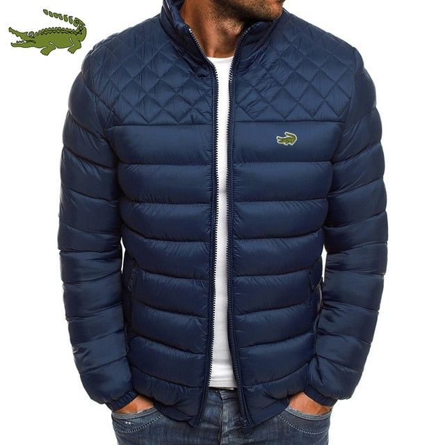 CARTELO Crocodile cotton jacket Men's warm windproof cotton jacket fashion casual hooded thickened printed cotton jacket