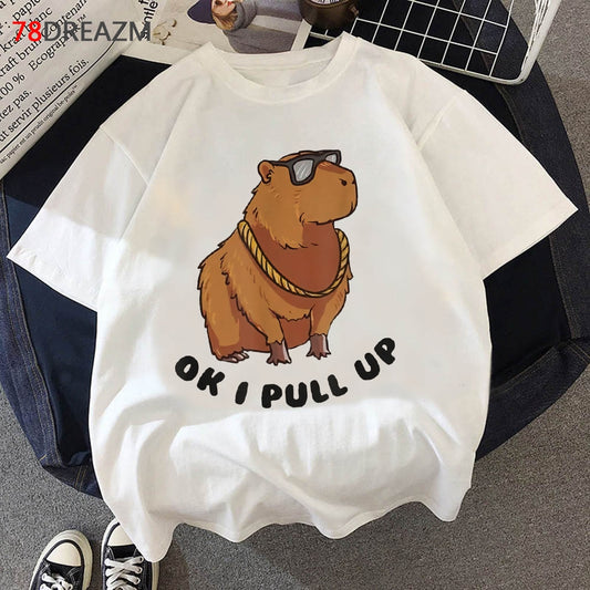 Capybaras top tees tshirt men kawaii vintage tumblr harajuku kawaii grunge summer top