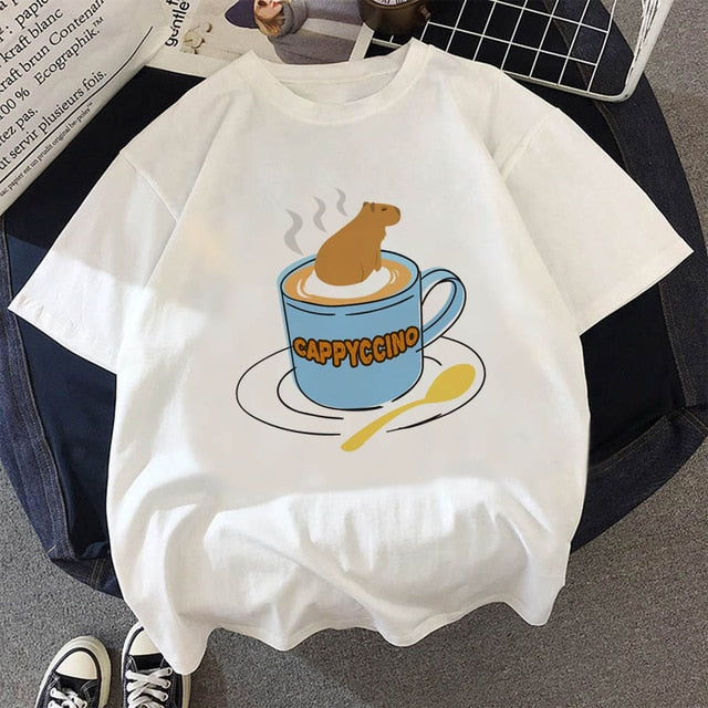 Capybaras top tees tshirt men kawaii vintage tumblr harajuku kawaii grunge summer top