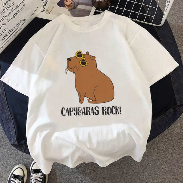 Capybaras top tees tshirt men kawaii vintage tumblr harajuku kawaii grunge summer top