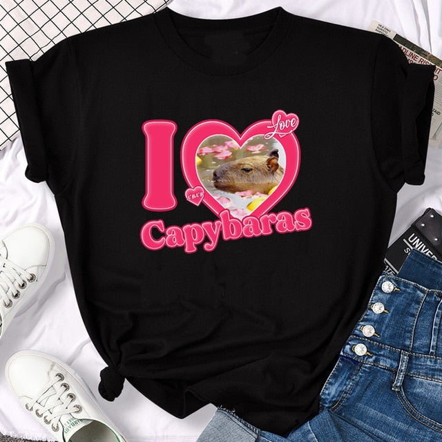 Capybaras top tees tshirt men kawaii vintage tumblr harajuku kawaii grunge summer top