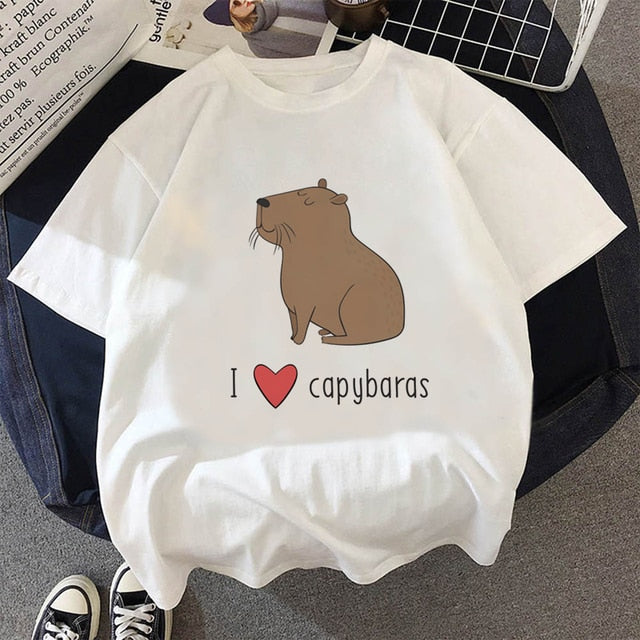 Capybaras top tees tshirt men kawaii vintage tumblr harajuku kawaii grunge summer top