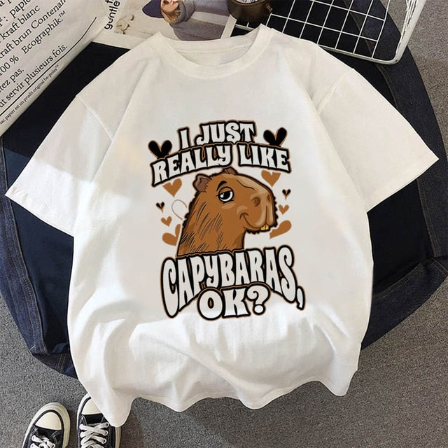 Capybaras top tees tshirt men kawaii vintage tumblr harajuku kawaii grunge summer top
