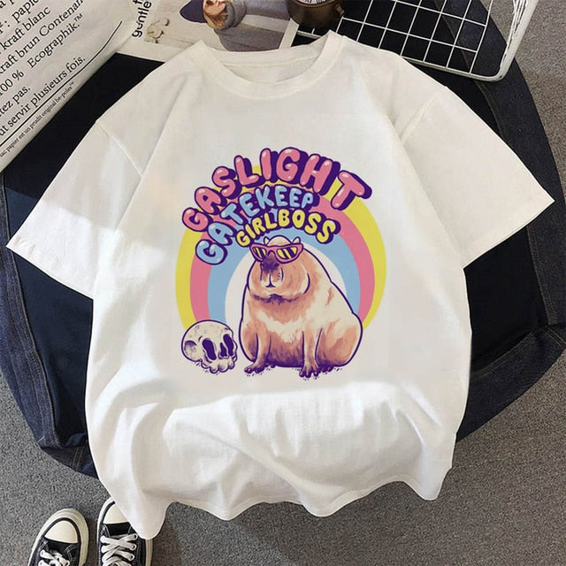 Capybaras top tees tshirt men kawaii vintage tumblr harajuku kawaii grunge summer top
