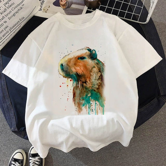 Capybaras top tees tshirt men kawaii vintage tumblr harajuku kawaii grunge summer top