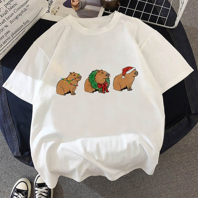 Capybaras top tees tshirt men kawaii vintage tumblr harajuku kawaii grunge summer top