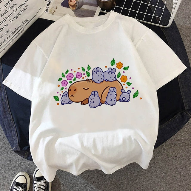 Capybaras top tees tshirt men kawaii vintage tumblr harajuku kawaii grunge summer top