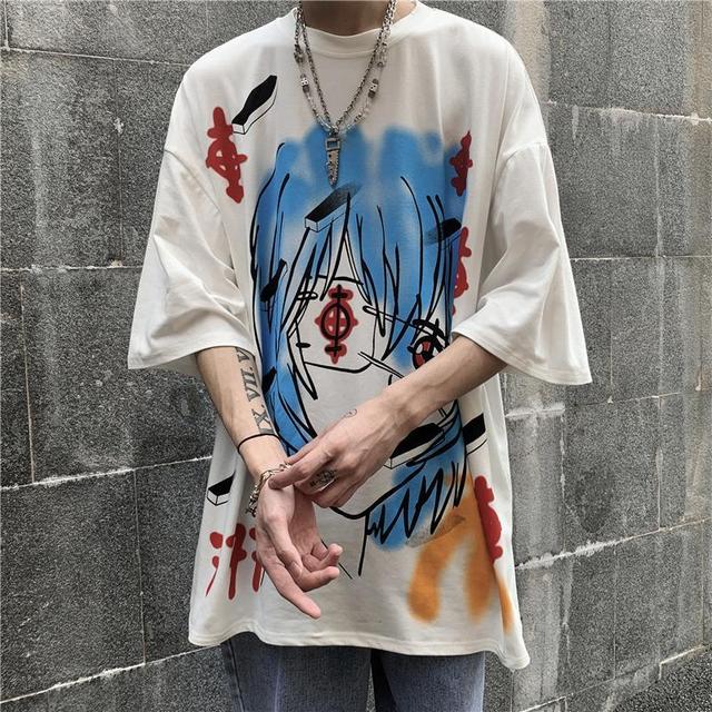 Graffiti Graphic T-Shirts Men Hip Hop Harajuku Tee Shirt Plus Size White Y2k Oversize Tshirts Women Short Sleeve Teenagers Tops