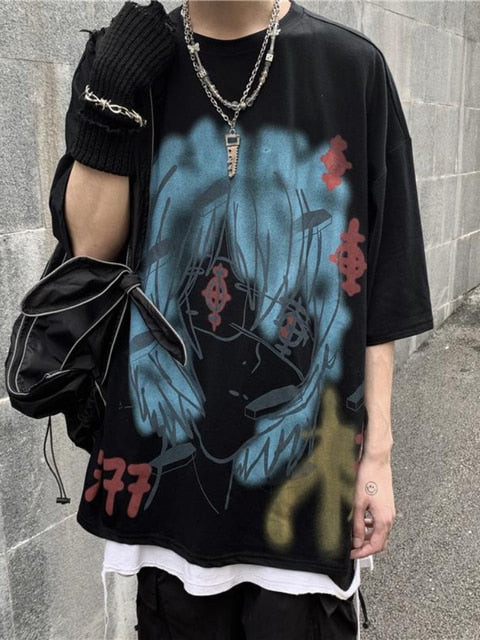 Graffiti Graphic T-Shirts Men Hip Hop Harajuku Tee Shirt Plus Size White Y2k Oversize Tshirts Women Short Sleeve Teenagers Tops