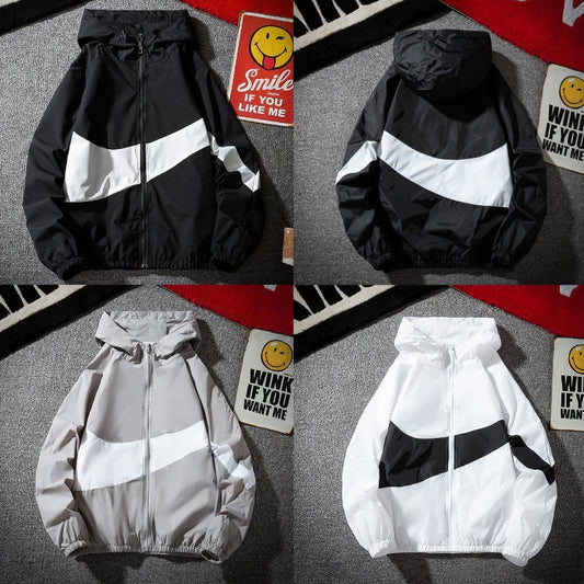 Hooded Jacket Men's Patchwork Casual Men's Jacket Hip Trend Loose Long Sleeve Men's Jacket Sprotwear Zip Workwear Spring Men's