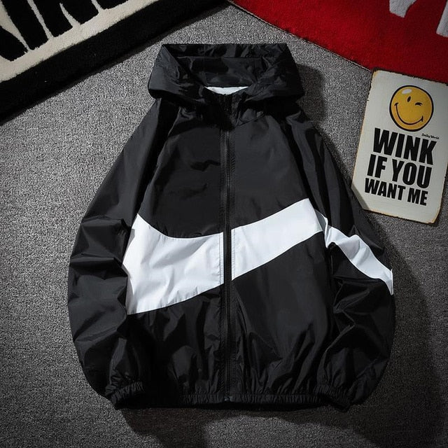 Hooded Jacket Men's Patchwork Casual Men's Jacket Hip Trend Loose Long Sleeve Men's Jacket Sprotwear Zip Workwear Spring Men's