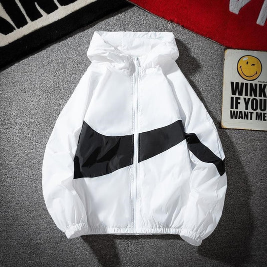 Hooded Jacket Men's Patchwork Casual Men's Jacket Hip Trend Loose Long Sleeve Men's Jacket Sprotwear Zip Workwear Spring Men's