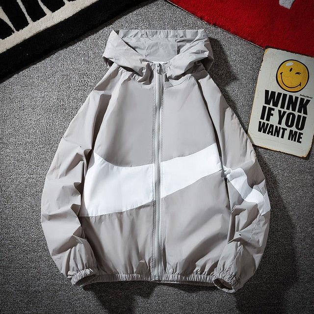 Hooded Jacket Men's Patchwork Casual Men's Jacket Hip Trend Loose Long Sleeve Men's Jacket Sprotwear Zip Workwear Spring Men's