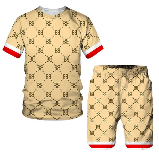 Luxury 3D Printing Men Tracksuit Men's Oversized Clothing T-shirt Shorts outfits Sets Streetswear Male Tshirt Set Summer Beach