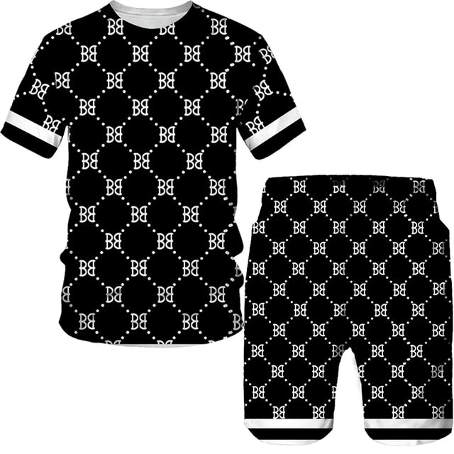 Luxury 3D Printing Men Tracksuit Men's Oversized Clothing T-shirt Shorts outfits Sets Streetswear Male Tshirt Set Summer Beach