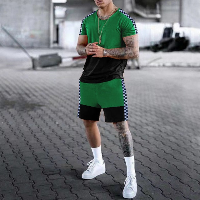 Luxury 3D Printing Men Tracksuit Men's Oversized Clothing T-shirt Shorts outfits Sets Streetswear Male Tshirt Set Summer Beach