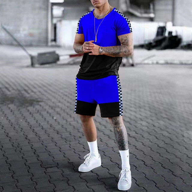 Luxury 3D Printing Men Tracksuit Men's Oversized Clothing T-shirt Shorts outfits Sets Streetswear Male Tshirt Set Summer Beach
