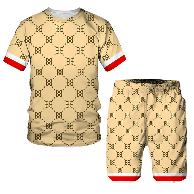 Luxury 3D Printing Men Tracksuit Men's Oversized Clothing T-shirt Shorts outfits Sets Streetswear Male Tshirt Set Summer Beach