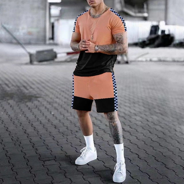 Luxury 3D Printing Men Tracksuit Men's Oversized Clothing T-shirt Shorts outfits Sets Streetswear Male Tshirt Set Summer Beach