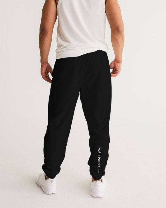 Mens Track Pants - Dark Grey & White Faith Works Graphic Sports Pants