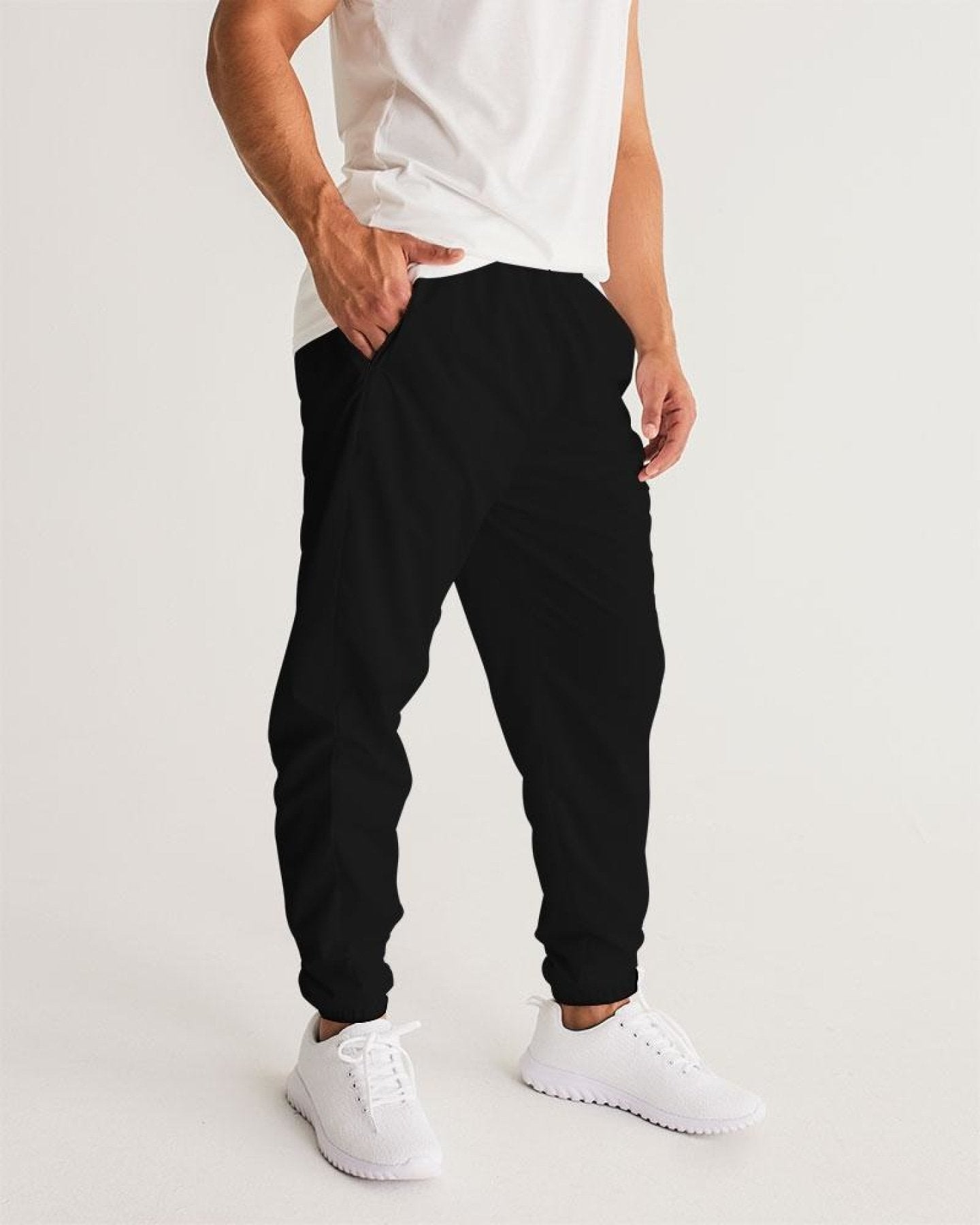 Mens Track Pants - Dark Grey & White Faith Works Graphic Sports Pants