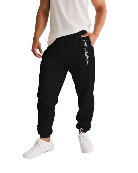 Mens Track Pants - Dark Grey & White Faith Works Graphic Sports Pants