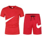 2022 New Men T-shirt and Shorts Two Piece Set Breathable Sportswear Brand Run Fitness Basketball Clothes