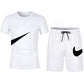 2022 New Men T-shirt and Shorts Two Piece Set Breathable Sportswear Brand Run Fitness Basketball Clothes