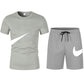 2022 New Men T-shirt and Shorts Two Piece Set Breathable Sportswear Brand Run Fitness Basketball Clothes