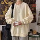 Harajuku Sweatshirts Men&#39;s 2022 Autumn Korean Solid Color Fleece Oversized Pullovers Casual O Neck Basic Tops Hip Hop Streetwear
