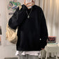 Harajuku Sweatshirts Men&#39;s 2022 Autumn Korean Solid Color Fleece Oversized Pullovers Casual O Neck Basic Tops Hip Hop Streetwear