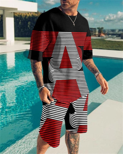 Summer New Fashion 2 Piece Sets Tracksuit Men&#39;s Oversized Clothes Retro Beach Style 3D Printed t shirts Men Suit Tshirt Shorts